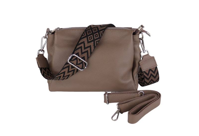 MIRROSI Umhängetasche Damen, Crossbody Bag, Echtleder Made in Italy (1 Tasche 2 Gurte oder Basic Version 1 Tasche 1 Gurt), 26x20x9cm (BXHXT) von MIRROSI