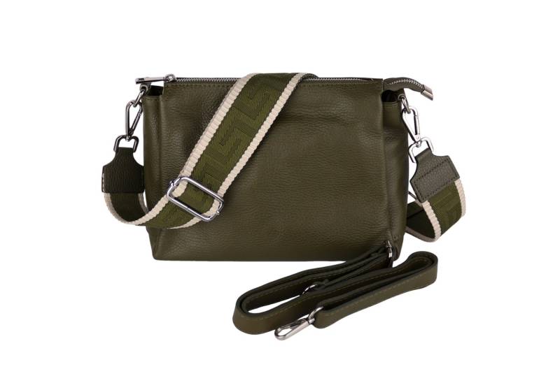 MIRROSI Umhängetasche Damen, Crossbody Bag, Echtleder Made in Italy (1 Tasche 2 Gurte oder Basic Version 1 Tasche 1 Gurt), 26x20x9cm (BXHXT) von MIRROSI