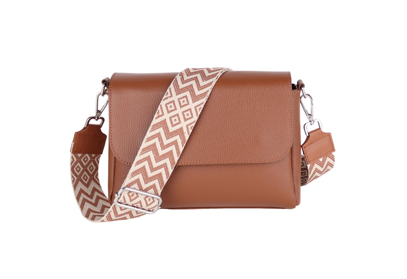MIRROSI Umhängetasche Damen, Crossbody Bag, Echtleder Made in Italy (1 Tasche 2 Gurte oder Basic Version 1 Tasche 1 Gurt), 27x20x7cm (BXHXT) Mittelgroß von MIRROSI