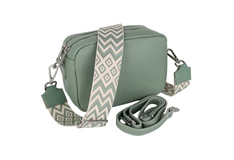 MIRROSI Umhängetasche Damen, Crossbody Bag, Echtleder Made in Italy (1 Tasche 2 Gurte oder Basic Version 1 Tasche 1 Ledergurt, 22x14x9cm (BXHXT), mit zwei separaten Reißverschlussfächern von MIRROSI