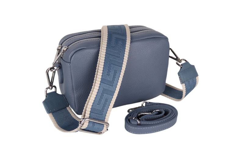 MIRROSI Umhängetasche Damen, Crossbody Bag, Echtleder Made in Italy (1 Tasche 2 Gurte oder Basic Version 1 Tasche 1 Ledergurt, 22x14x9cm (BXHXT), mit zwei separaten Reißverschlussfächern von MIRROSI