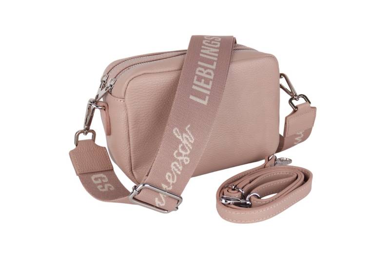 MIRROSI Umhängetasche Damen, Crossbody Bag, Echtleder Made in Italy (1 Tasche 2 Gurte oder Basic Version 1 Tasche 1 Ledergurt, 22x14x9cm (BXHXT), mit zwei separaten Reißverschlussfächern von MIRROSI