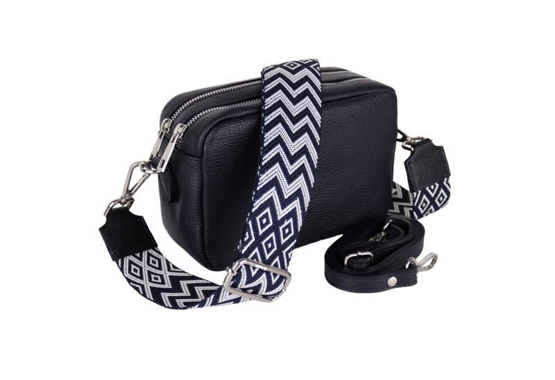 MIRROSI Umhängetasche Damen, Crossbody Bag, Echtleder Made in Italy (1 Tasche 2 Gurte oder Basic Version 1 Tasche 1 Ledergurt, 22x14x9cm (BXHXT), mit zwei separaten Reißverschlussfächern von MIRROSI