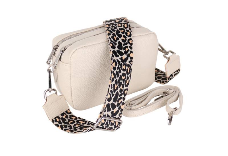 MIRROSI Umhängetasche Damen, Crossbody Bag, Echtleder Made in Italy (1 Tasche 2 Gurte oder Basic Version 1 Tasche 1 Ledergurt, 22x14x9cm (BXHXT), mit zwei separaten Reißverschlussfächern von MIRROSI