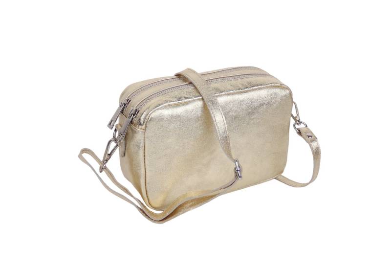 MIRROSI Umhängetasche Damen, Crossbody Bag, Echtleder Made in Italy (1 Tasche 2 Gurte oder Basic Version 1 Tasche 1 Ledergurt, 22x14x9cm (BXHXT), mit zwei separaten Reißverschlussfächern von MIRROSI