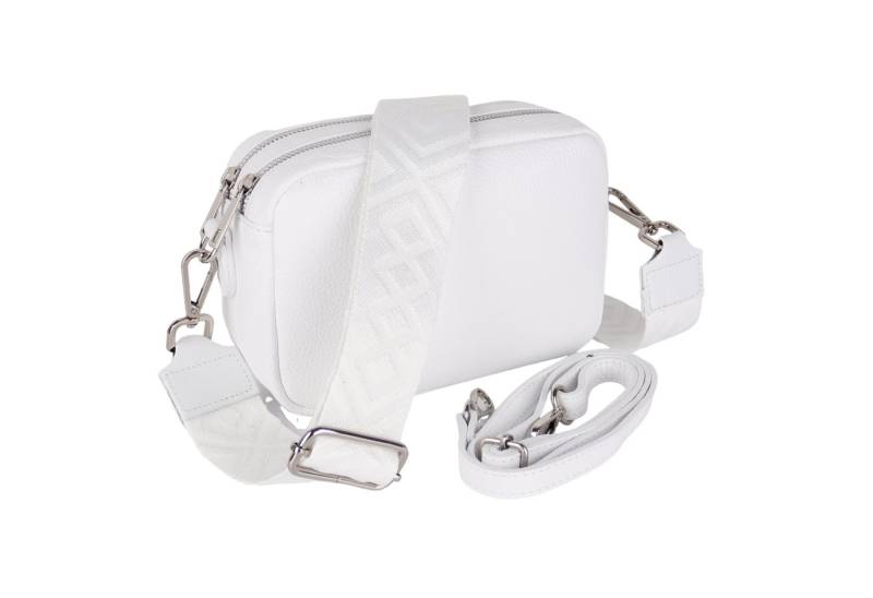 MIRROSI Umhängetasche Damen, Crossbody Bag, Echtleder Made in Italy (1 Tasche 2 Gurte oder Basic Version 1 Tasche 1 Ledergurt, 22x14x9cm (BXHXT), mit zwei separaten Reißverschlussfächern von MIRROSI