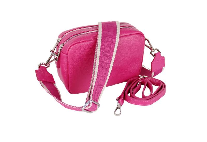 MIRROSI Umhängetasche Damen, Crossbody Bag, Echtleder Made in Italy (1 Tasche 2 Gurte oder Basic Version 1 Tasche 1 Ledergurt, 22x14x9cm (BXHXT), mit zwei separaten Reißverschlussfächern von MIRROSI