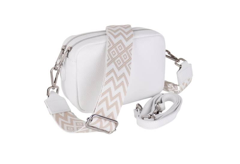 MIRROSI Umhängetasche Damen, Crossbody Bag, Echtleder Made in Italy (1 Tasche 2 Gurte oder Basic Version 1 Tasche 1 Ledergurt, 22x14x9cm (BXHXT), mit zwei separaten Reißverschlussfächern von MIRROSI