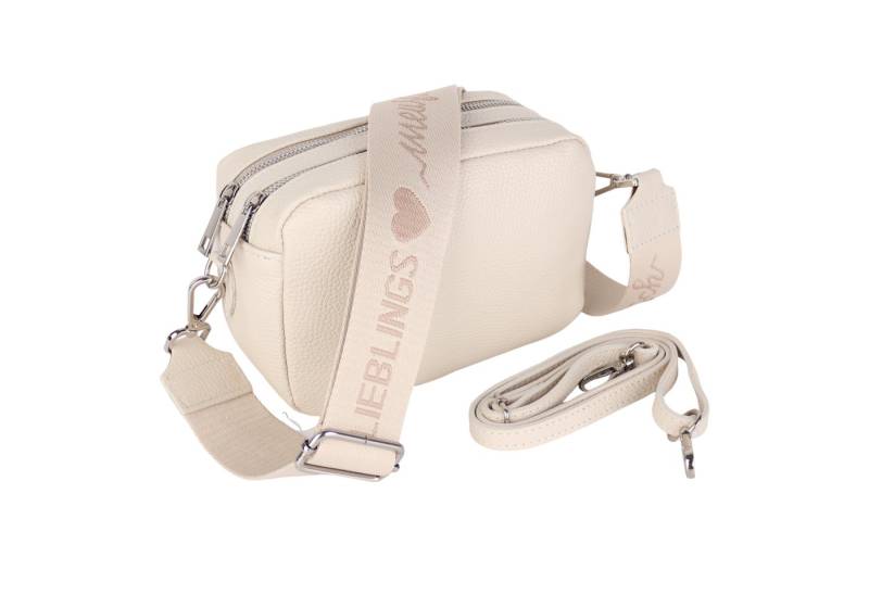 MIRROSI Umhängetasche Damen, Crossbody Bag, Echtleder Made in Italy (1 Tasche 2 Gurte oder Basic Version 1 Tasche 1 Ledergurt, 22x14x9cm (BXHXT), mit zwei separaten Reißverschlussfächern von MIRROSI