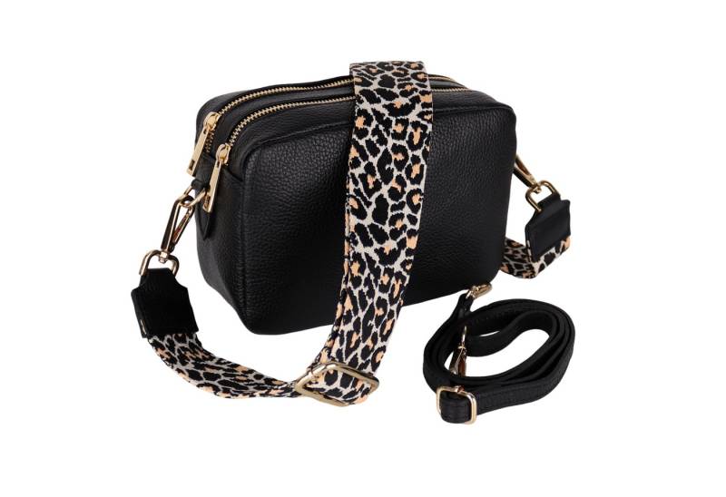MIRROSI Umhängetasche Damen, Crossbody Bag, Echtleder Made in Italy (1 Tasche 2 Gurte oder Basic Version 1 Tasche 1 Ledergurt, 22x14x9cm (BXHXT), mit zwei separaten Reißverschlussfächern von MIRROSI