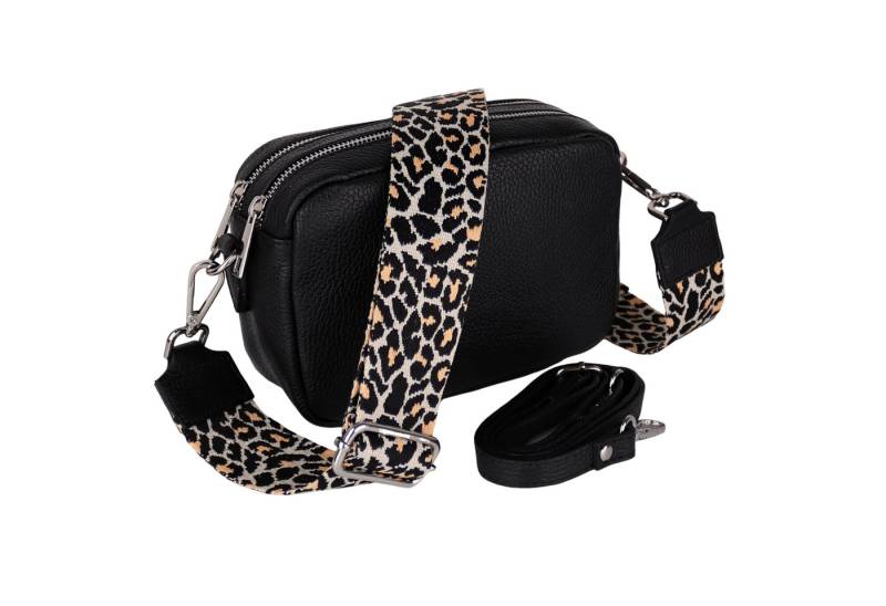MIRROSI Umhängetasche Damen, Crossbody Bag, Echtleder Made in Italy (1 Tasche 2 Gurte oder Basic Version 1 Tasche 1 Ledergurt, 22x14x9cm (BXHXT), mit zwei separaten Reißverschlussfächern von MIRROSI