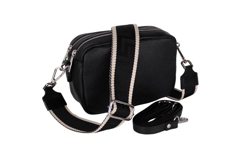 MIRROSI Umhängetasche Damen, Crossbody Bag, Echtleder Made in Italy (1 Tasche 2 Gurte oder Basic Version 1 Tasche 1 Ledergurt, 22x14x9cm (BXHXT), mit zwei separaten Reißverschlussfächern von MIRROSI