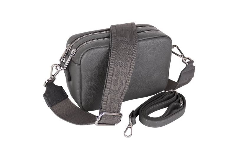 MIRROSI Umhängetasche Damen, Crossbody Bag, Echtleder Made in Italy (1 Tasche 2 Gurte oder Basic Version 1 Tasche 1 Ledergurt, 22x14x9cm (BXHXT), mit zwei separaten Reißverschlussfächern von MIRROSI