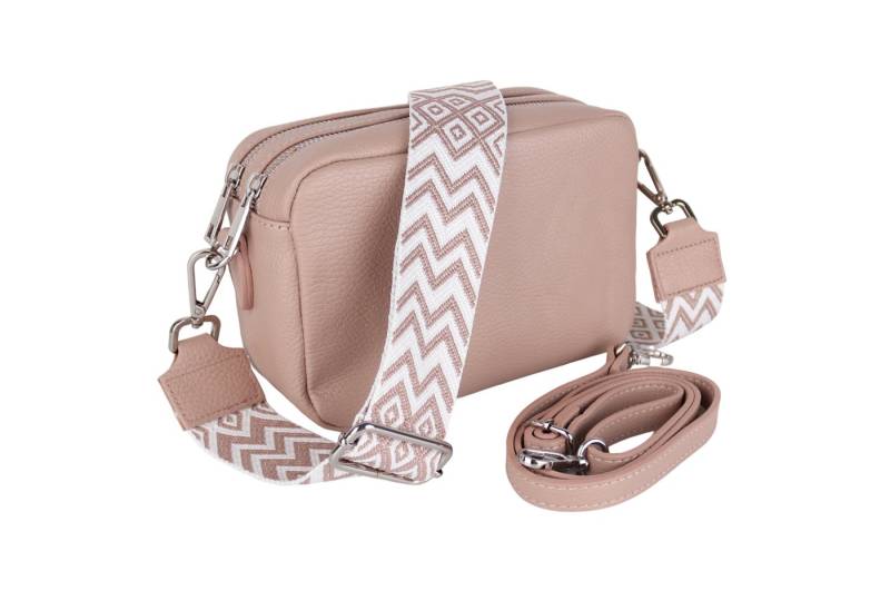 MIRROSI Umhängetasche Damen, Crossbody Bag, Echtleder Made in Italy (1 Tasche 2 Gurte oder Basic Version 1 Tasche 1 Ledergurt, 22x14x9cm (BXHXT), mit zwei separaten Reißverschlussfächern von MIRROSI
