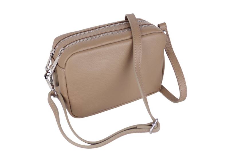 MIRROSI Umhängetasche Damen, Crossbody Bag, Echtleder Made in Italy (1 Tasche 2 Gurte oder Basic Version 1 Tasche 1 Ledergurt, 22x14x9cm (BXHXT), mit zwei separaten Reißverschlussfächern von MIRROSI
