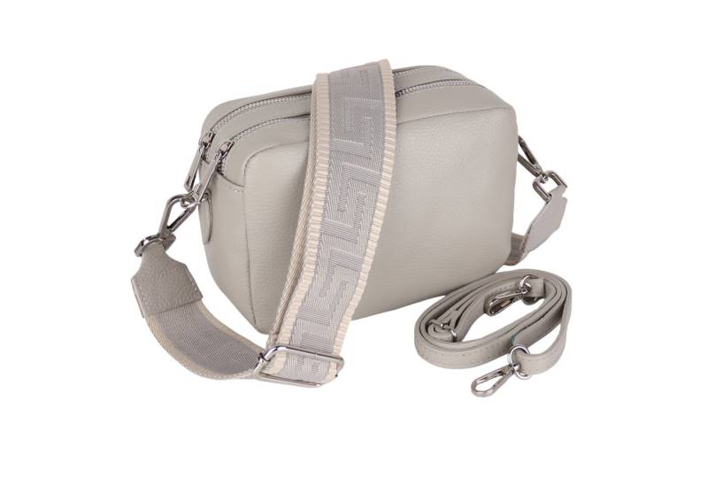 MIRROSI Umhängetasche Damen, Crossbody Bag, Echtleder Made in Italy (1 Tasche 2 Gurte oder Basic Version 1 Tasche 1 Ledergurt, 22x14x9cm (BXHXT), mit zwei separaten Reißverschlussfächern von MIRROSI