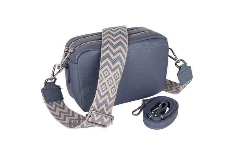 MIRROSI Umhängetasche Damen, Crossbody Bag, Echtleder Made in Italy (1 Tasche 2 Gurte oder Basic Version 1 Tasche 1 Ledergurt, 22x14x9cm (BXHXT), mit zwei separaten Reißverschlussfächern von MIRROSI