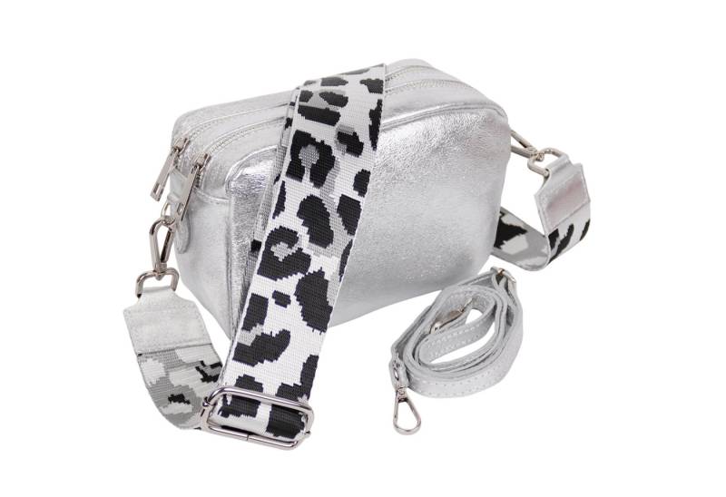 MIRROSI Umhängetasche Damen, Crossbody Bag, Echtleder Made in Italy (1 Tasche 2 Gurte oder Basic Version 1 Tasche 1 Ledergurt, 22x14x9cm (BXHXT), mit zwei separaten Reißverschlussfächern von MIRROSI