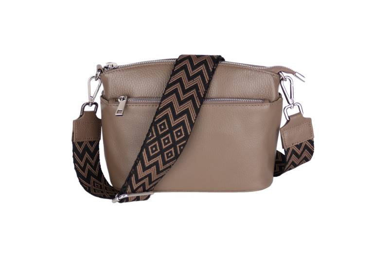 MIRROSI Umhängetasche Damen, Echtleder, Leder, Made in Italy, 25x17x10cm Klein (Schultertasche für jeden Anlass (1 Tasche mit 1 oder 2 Gurte), Crossbody Bag, Schwarz, gemusterten& verstellbaren Schulterriemen von MIRROSI