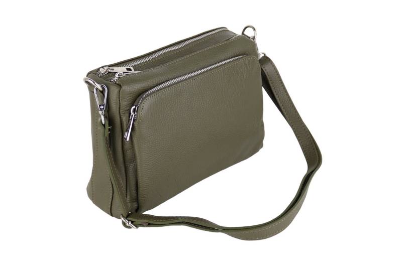 MIRROSI Umhängetasche Damen, Echtleder, Leder, Made in Italy, Mittelgroß, (Schultertasche für jeden Anlass (1 Tasche mit 1 oder 2 Gurte), 27x19x10cm, Drei Hauptfächer mit Reißverschluss), Crossbody Bag, Schwarz, gemusterten& verstellbaren Schulterriemen von MIRROSI
