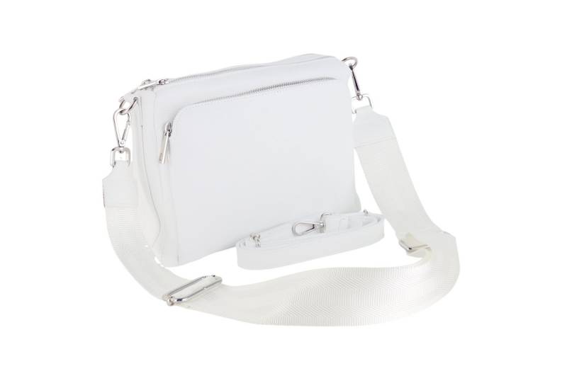 MIRROSI Umhängetasche Damen, Echtleder, Leder, Made in Italy, Mittelgroß, (Schultertasche für jeden Anlass (1 Tasche mit 1 oder 2 Gurte), 27x19x10cm, Drei Hauptfächer mit Reißverschluss), Crossbody Bag, Schwarz, gemusterten& verstellbaren Schulterriemen von MIRROSI