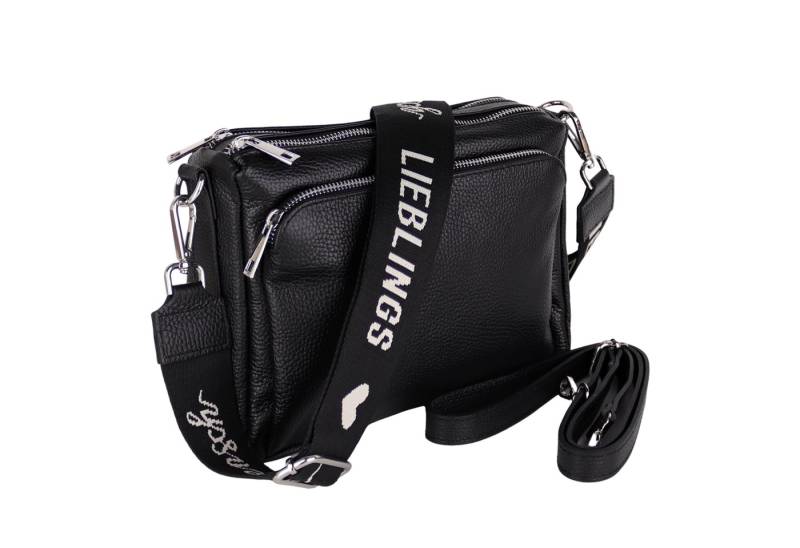 MIRROSI Umhängetasche Damen, Echtleder, Leder, Made in Italy, Mittelgroß, (Schultertasche für jeden Anlass (1 Tasche mit 1 oder 2 Gurte), 27x19x10cm, Drei Hauptfächer mit Reißverschluss), Crossbody Bag, Schwarz, gemusterten& verstellbaren Schulterriemen von MIRROSI