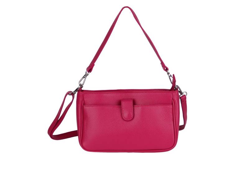 MIRROSI Umhängetasche Damen, Echtleder, Leder, Made in Italy, Mittelgroß 2 in 1 (Schultertasche für jeden Anlass (1 Tasche mit 1 oder 2 Gurte), ca.26x16x8cm), Crossbody Bag, Schwarz, gemusterten& verstellbaren Schulterriemen von MIRROSI