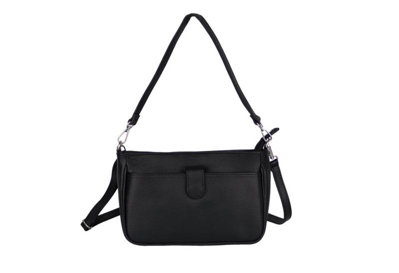 MIRROSI Umhängetasche Damen, Echtleder, Leder, Made in Italy, Mittelgroß 2 in 1 (Schultertasche für jeden Anlass (1 Tasche mit 1 oder 2 Gurte), ca.26x16x8cm), Crossbody Bag, Schwarz, gemusterten& verstellbaren Schulterriemen von MIRROSI