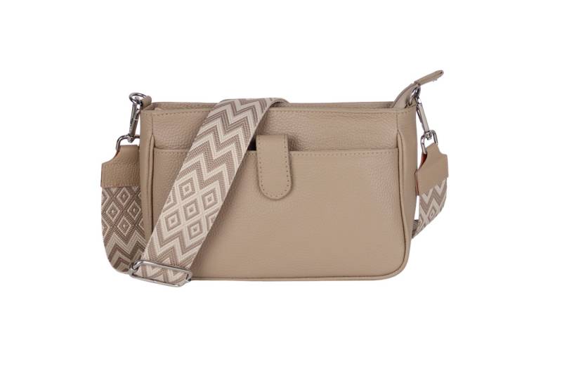 MIRROSI Umhängetasche Damen, Echtleder, Leder, Made in Italy, Mittelgroß 2 in 1 (Schultertasche für jeden Anlass (1 Tasche mit 1 oder 2 Gurte), ca.26x16x8cm), Crossbody Bag, Schwarz, gemusterten& verstellbaren Schulterriemen von MIRROSI