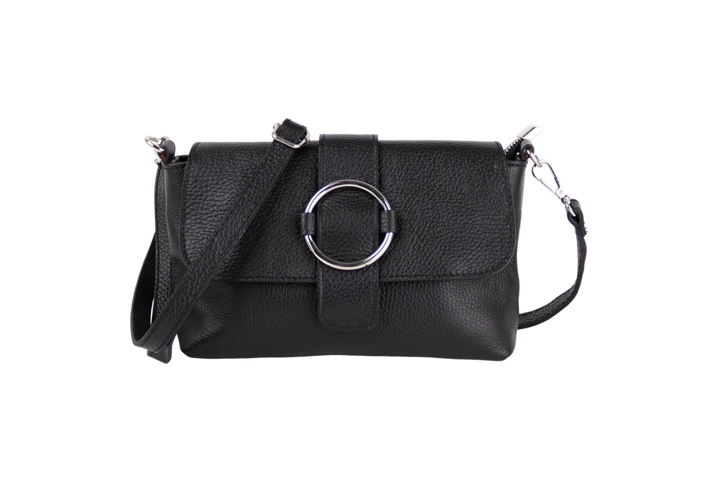 MIRROSI Umhängetasche Damen, Echtleder, Leder, Made in Italy, Umhängetasche, (Schultertasche für jeden Anlass (1 Tasche mit 1 oder 2 Gurte), 26x15x8cm), Crossbody Bag, Schwarz, gemusterten& verstellbaren Schulterriemen von MIRROSI