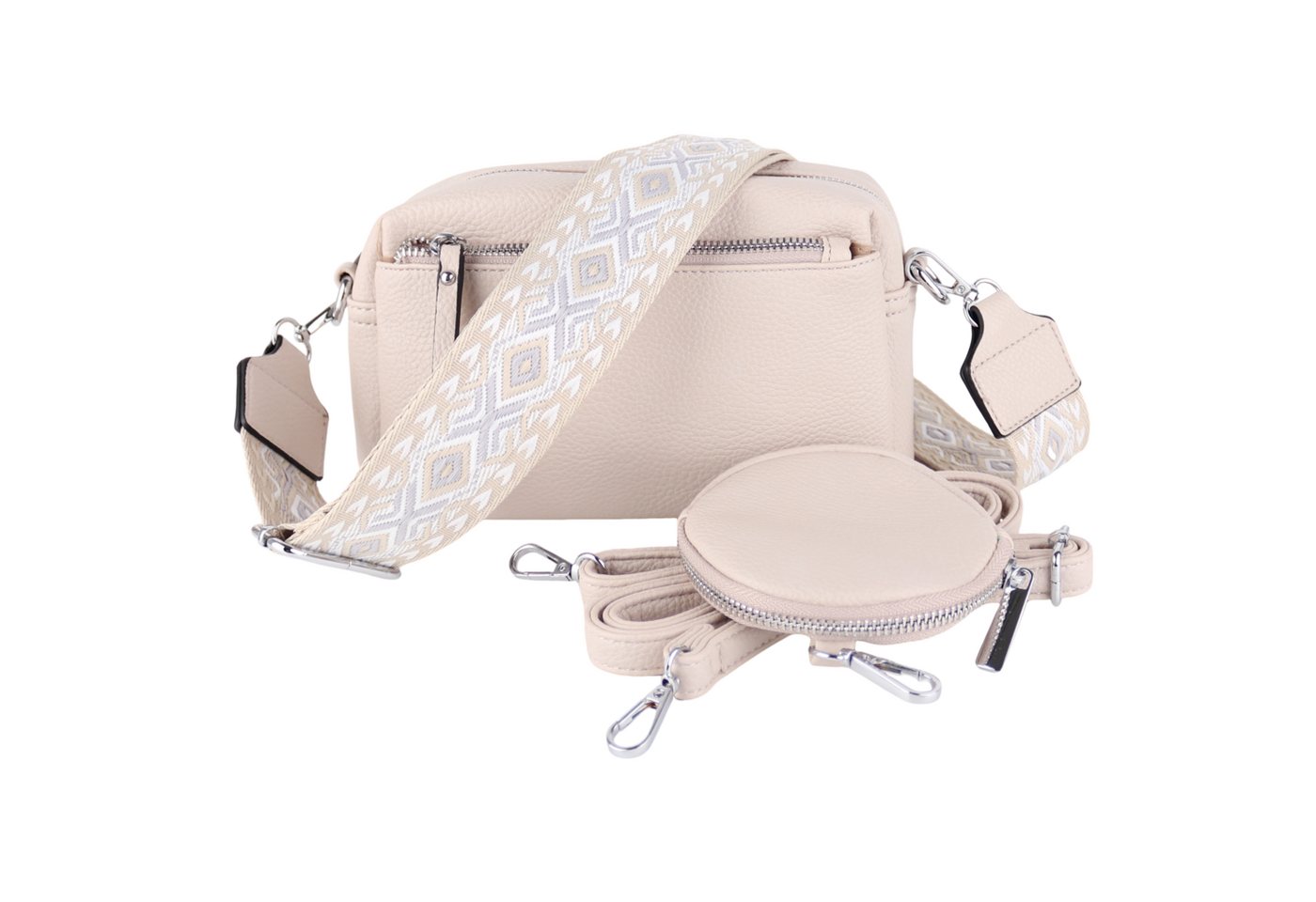 MIRROSI Umhängetasche Damen, Veganleder Crossbody Tasche Bag, Schultertasche (inkl. 1 Münzbeutel und 2 Wechselgurte, 19x14x8cm (BXHXT), gemusterten & verstellbaren Schulterriemen von MIRROSI