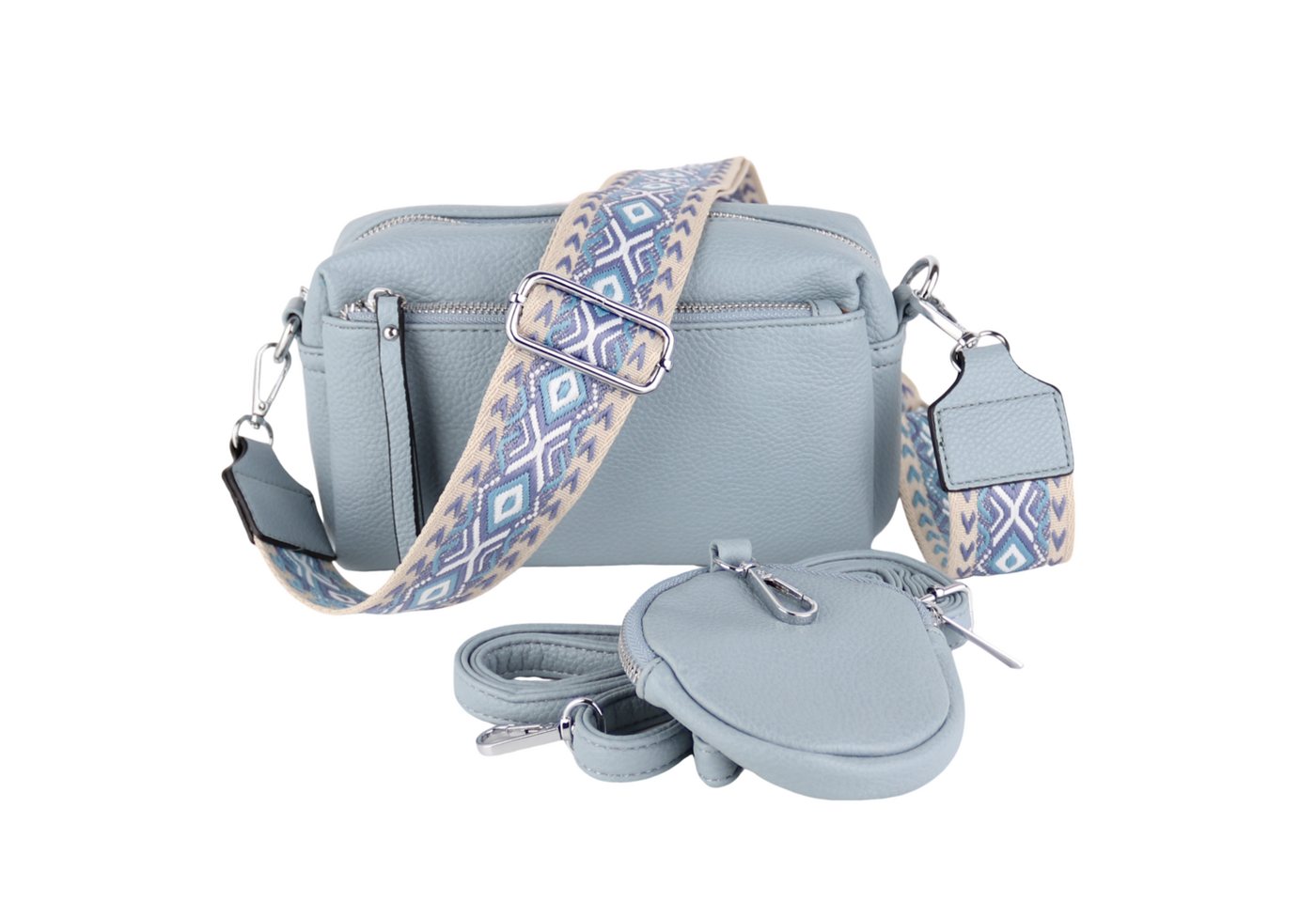 MIRROSI Umhängetasche Damen, Veganleder Crossbody Tasche Bag, Schultertasche (inkl. 1 Münzbeutel und 2 Wechselgurte, 19x14x8cm (BXHXT), gemusterten & verstellbaren Schulterriemen von MIRROSI