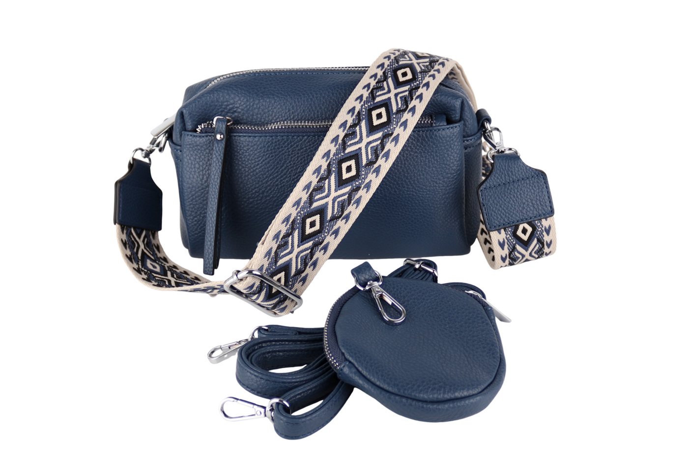 MIRROSI Umhängetasche Damen, Veganleder Crossbody Tasche Bag, Schultertasche (inkl. 1 Münzbeutel und 2 Wechselgurte, 19x14x8cm (BXHXT), gemusterten & verstellbaren Schulterriemen von MIRROSI