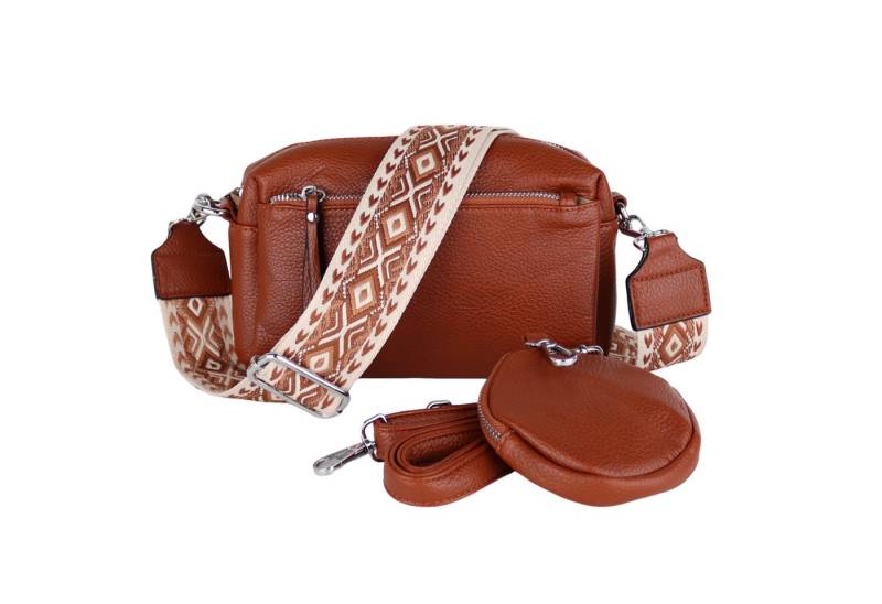 MIRROSI Umhängetasche Damen, Veganleder Crossbody Tasche Bag, Schultertasche (inkl. 1 Münzbeutel und 2 Wechselgurte, 19x14x8cm (BXHXT), gemusterten & verstellbaren Schulterriemen von MIRROSI