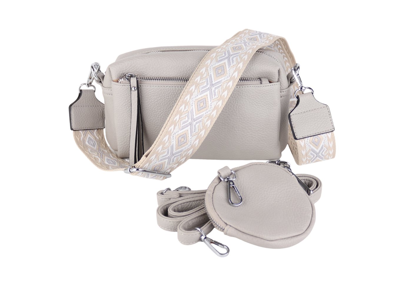 MIRROSI Umhängetasche Damen, Veganleder Crossbody Tasche Bag, Schultertasche (inkl. 1 Münzbeutel und 2 Wechselgurte, 19x14x8cm (BXHXT), gemusterten & verstellbaren Schulterriemen von MIRROSI