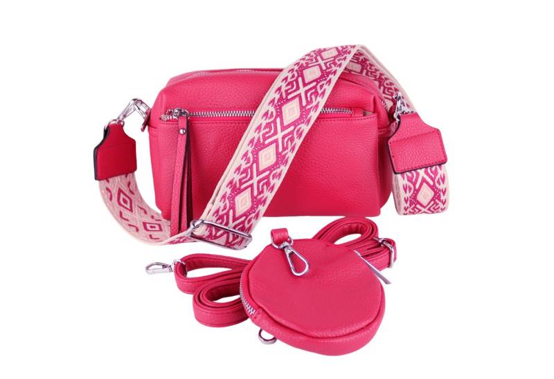 MIRROSI Umhängetasche Damen, Veganleder Crossbody Tasche Bag, Schultertasche (inkl. 1 Münzbeutel und 2 Wechselgurte, 19x14x8cm (BXHXT), gemusterten & verstellbaren Schulterriemen von MIRROSI