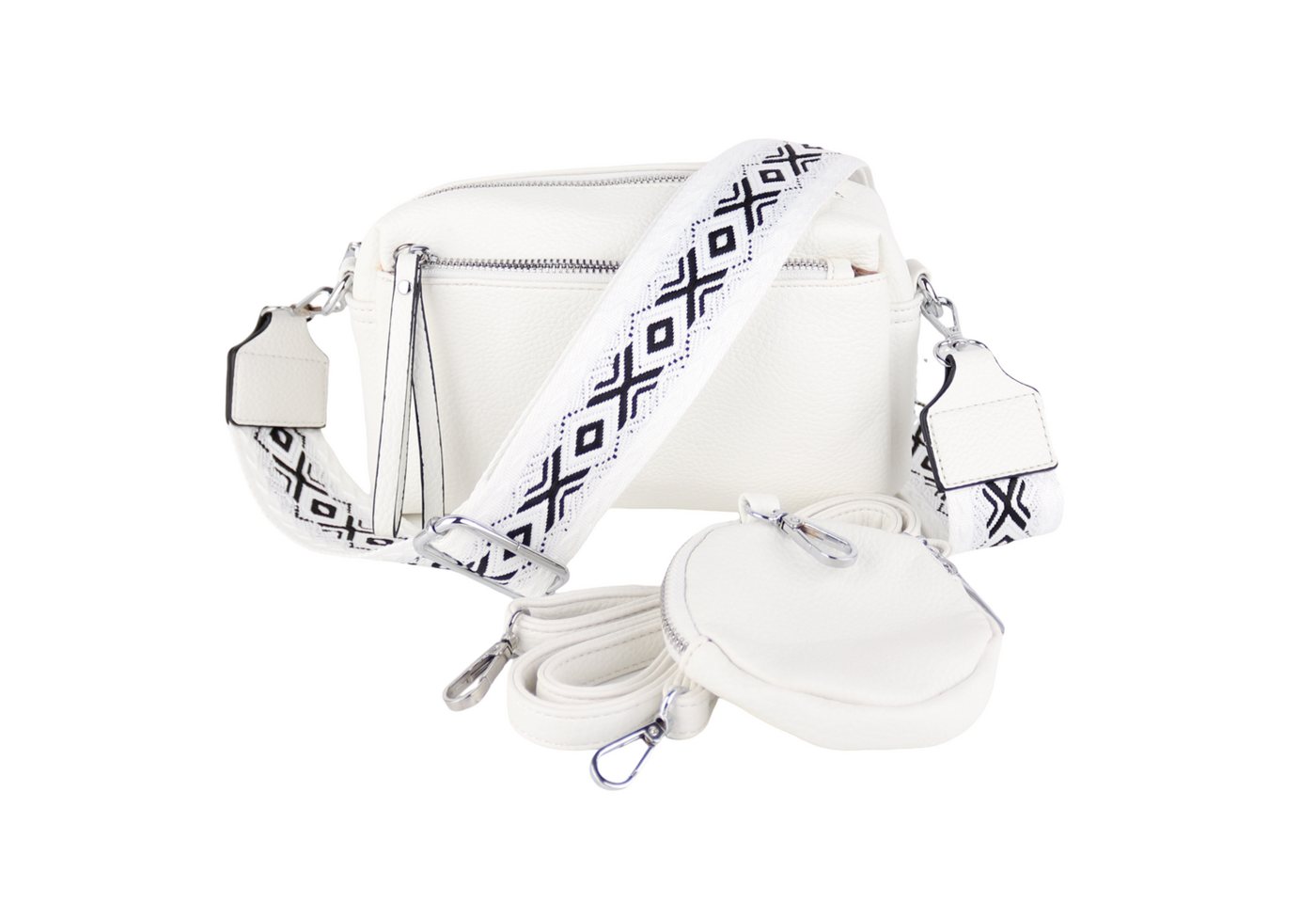 MIRROSI Umhängetasche Damen, Veganleder Crossbody Tasche Bag, Schultertasche (inkl. 1 Münzbeutel und 2 Wechselgurte, 19x14x8cm (BXHXT), gemusterten & verstellbaren Schulterriemen von MIRROSI