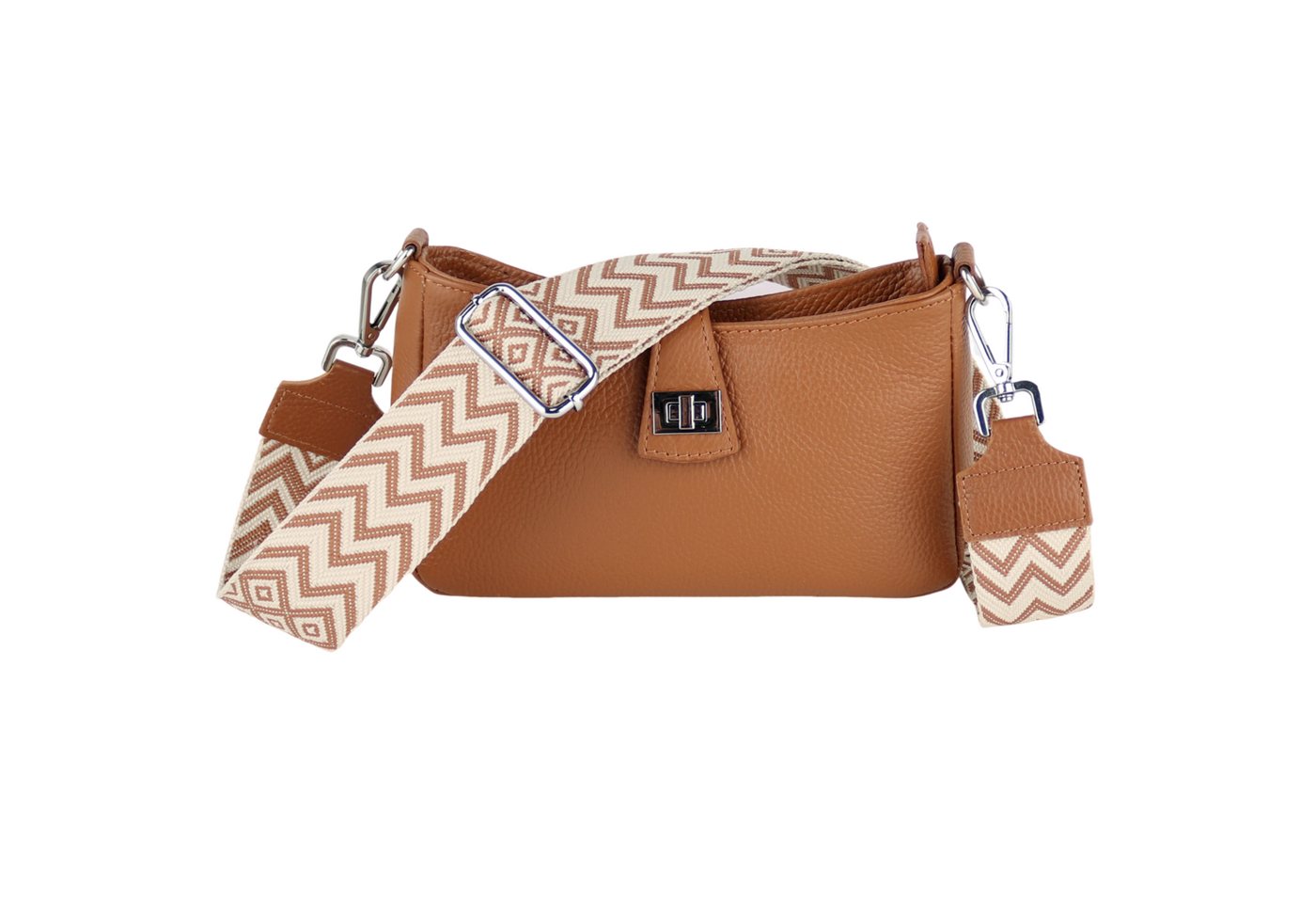 MIRROSI Umhängetasche Damen Crossbody Bag, Echtleder Made In Italy (Schultertasche für jeden Anlass (1 Tasche & 2 Gurte), BOHO Style), 24x15x5cm, gemusterten& verstellbaren Schulterriemen von MIRROSI