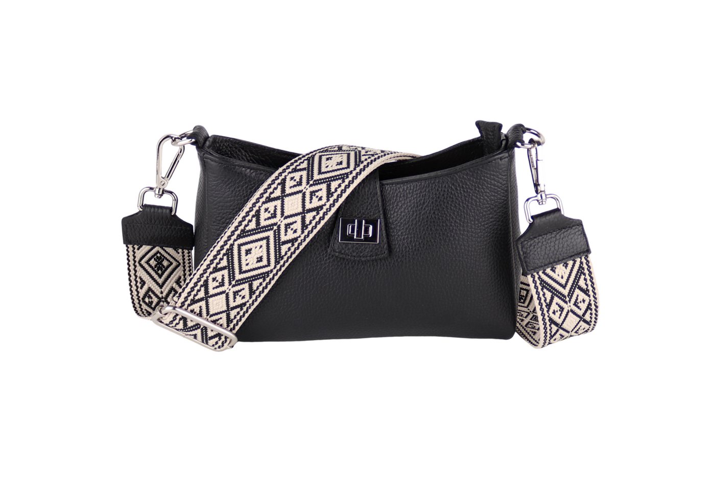 MIRROSI Umhängetasche Damen Crossbody Bag, Echtleder Made In Italy (Schultertasche für jeden Anlass (1 Tasche & 2 Gurte), BOHO Style), 24x15x5cm, gemusterten& verstellbaren Schulterriemen von MIRROSI