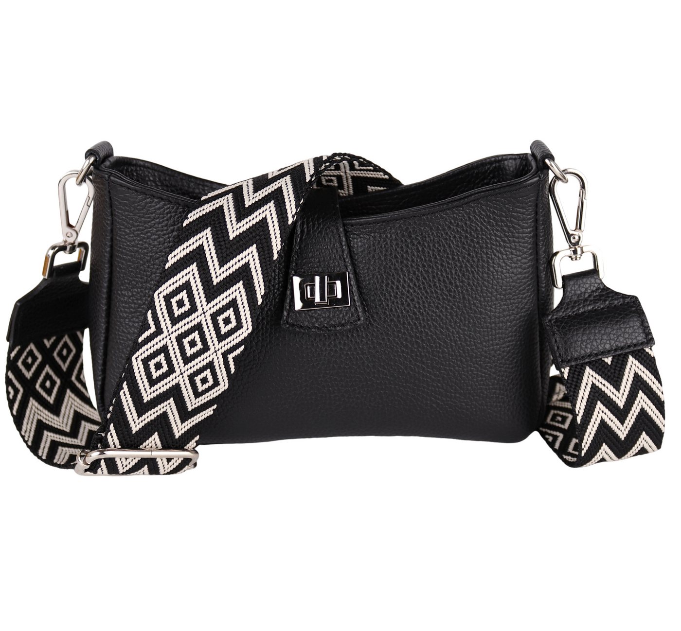 MIRROSI Umhängetasche Damen Crossbody Bag, Echtleder Made In Italy (Schultertasche für jeden Anlass (1 Tasche & 2 Gurte), BOHO Style), 24x15x5cm, gemusterten& verstellbaren Schulterriemen von MIRROSI