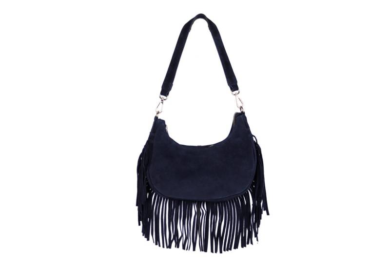 MIRROSI Umhängetasche Damen Crossbody Bag, Echtleder Made In Italy (2 Gurte dabei (kurz und lang), wunderschöne Fransen (28x17x7cm) aus Wildleder von MIRROSI