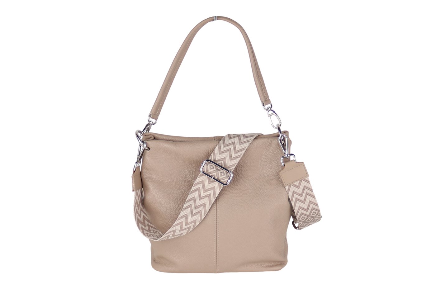 MIRROSI Umhängetasche Damen Crossbody Bag, Echtleder Made In Italy (Schultertasche für jeden Anlass (1 Tasche & 1 oder 2 Gurte), BOHO Style), 28x27x16m, gemusterten& verstellbaren Schulterriemen von MIRROSI