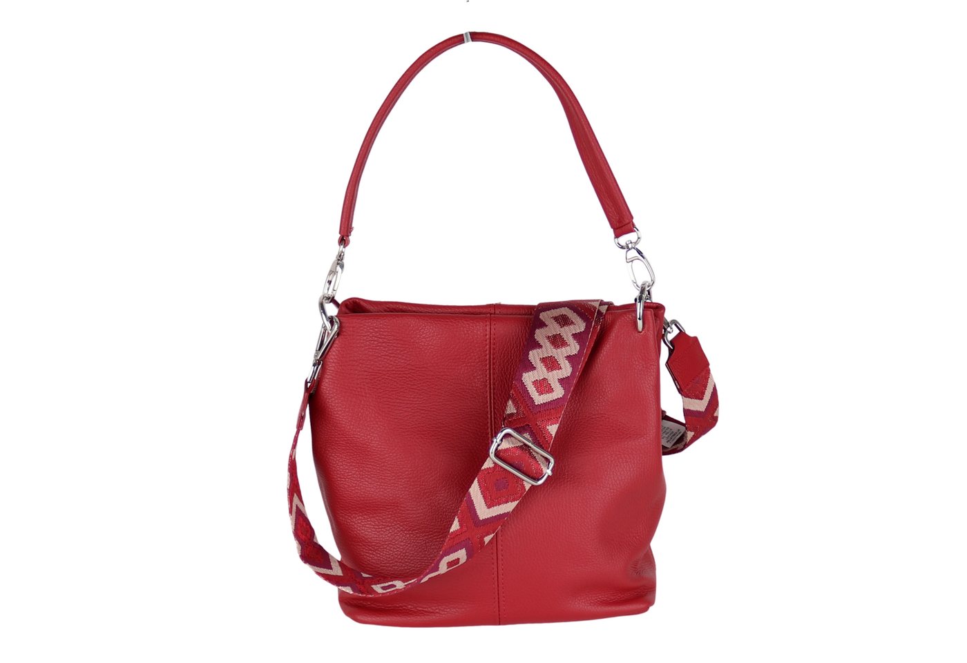 MIRROSI Umhängetasche Damen Crossbody Bag, Echtleder Made In Italy (Schultertasche für jeden Anlass (1 Tasche & 1 oder 2 Gurte), BOHO Style), 28x27x16m, gemusterten& verstellbaren Schulterriemen von MIRROSI