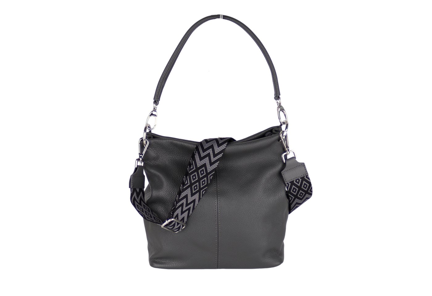 MIRROSI Umhängetasche Damen Crossbody Bag, Echtleder Made In Italy (Schultertasche für jeden Anlass (1 Tasche & 1 oder 2 Gurte), BOHO Style), 28x27x16m, gemusterten& verstellbaren Schulterriemen von MIRROSI