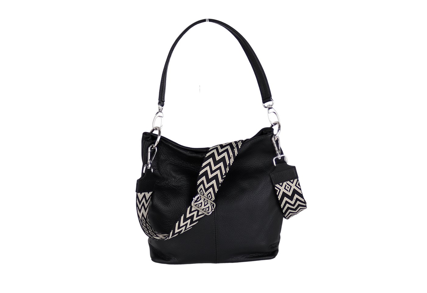 MIRROSI Umhängetasche Damen Crossbody Bag, Echtleder Made In Italy (Schultertasche für jeden Anlass (1 Tasche & 1 oder 2 Gurte), BOHO Style), 28x27x16m, gemusterten& verstellbaren Schulterriemen von MIRROSI