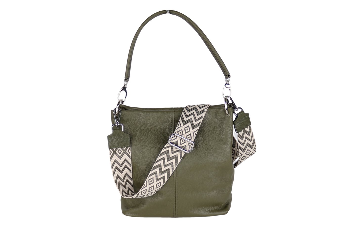 MIRROSI Umhängetasche Damen Crossbody Bag, Echtleder Made In Italy (Schultertasche für jeden Anlass (1 Tasche & 1 oder 2 Gurte), BOHO Style), 28x27x16m, gemusterten& verstellbaren Schulterriemen von MIRROSI