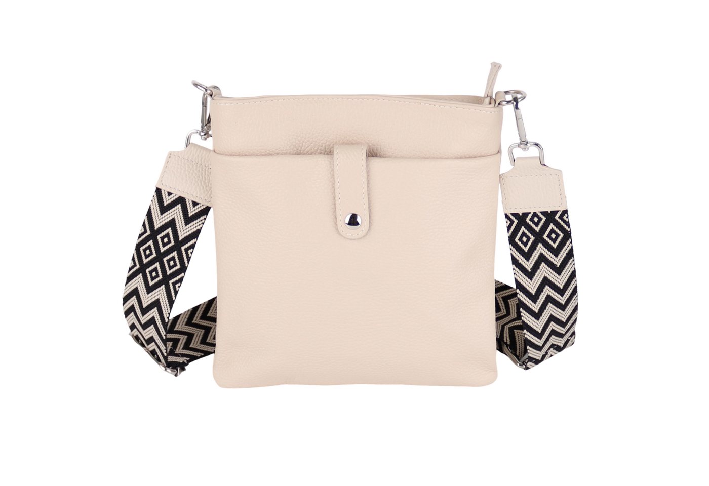 MIRROSI Umhängetasche Damen Crossbody Bag, Echtleder Made In Italy (Schultertasche für jeden Anlass (1 Tasche & 2 Gurte), BOHO Style), 23x24x2cm, gemusterten& verstellbaren Schulterriemen von MIRROSI