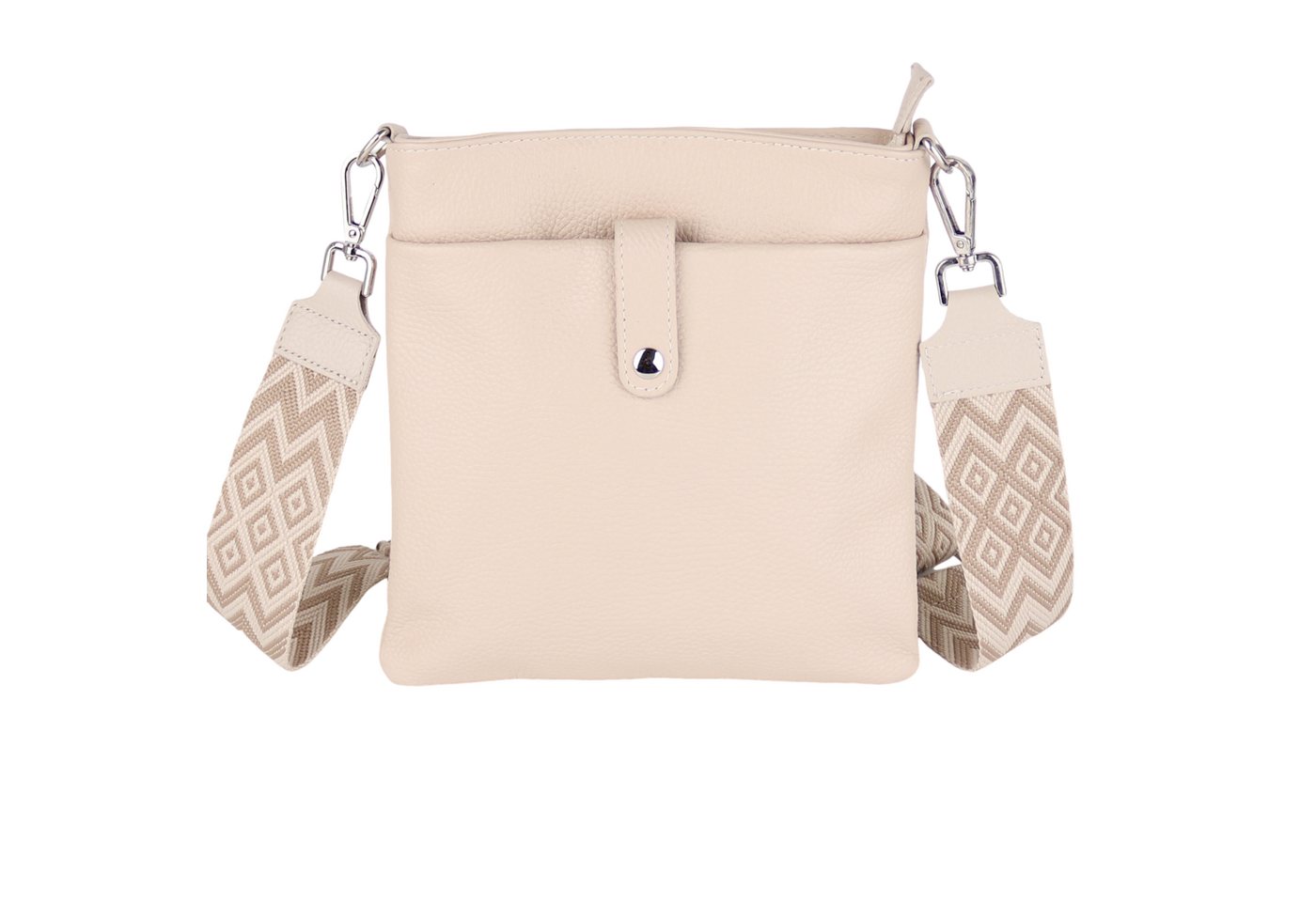 MIRROSI Umhängetasche Damen Crossbody Bag, Echtleder Made In Italy (Schultertasche für jeden Anlass (1 Tasche & 2 Gurte), BOHO Style), 23x24x2cm, gemusterten& verstellbaren Schulterriemen von MIRROSI