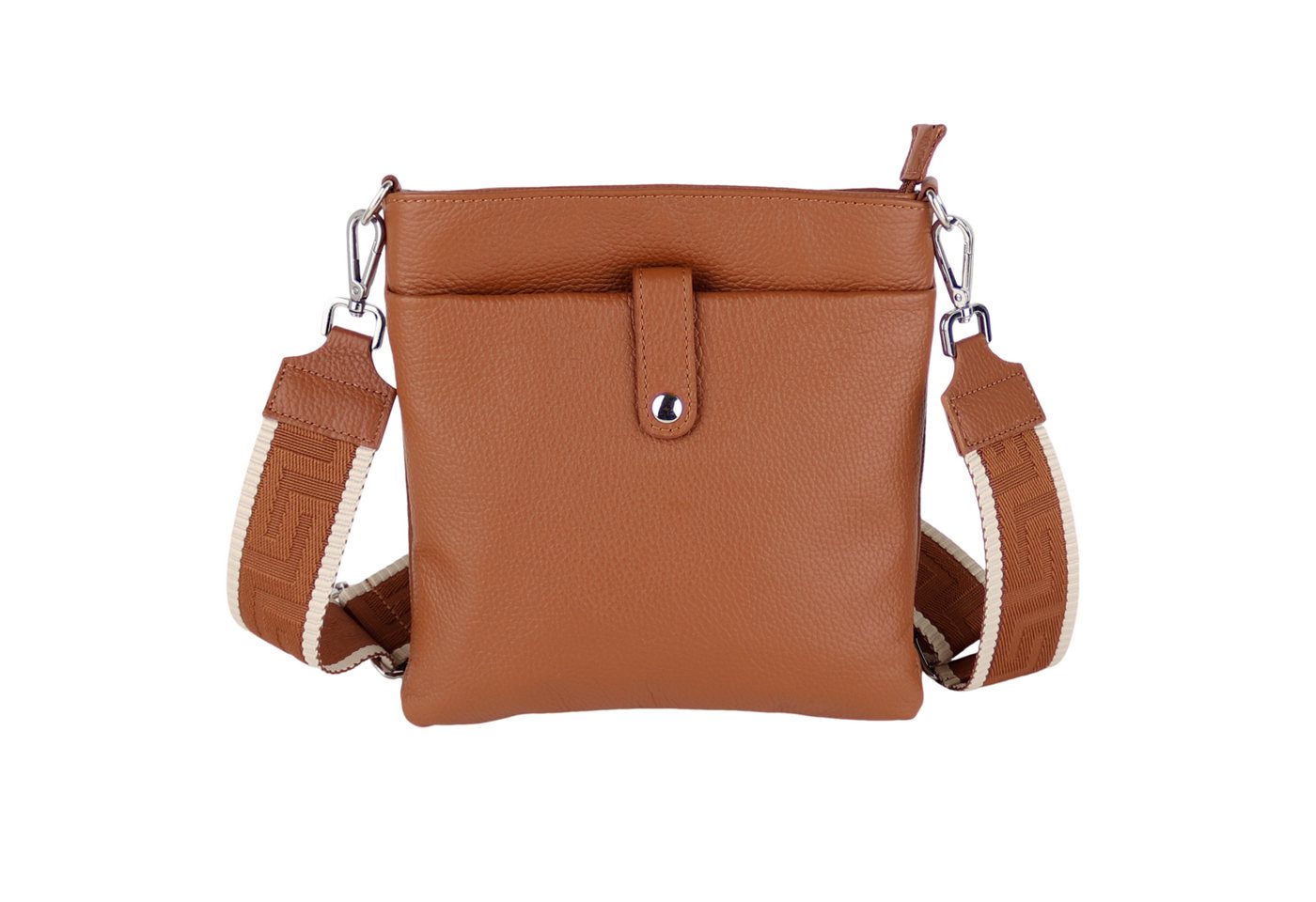 MIRROSI Umhängetasche Damen Crossbody Bag, Echtleder Made In Italy (Schultertasche für jeden Anlass (1 Tasche & 2 Gurte), BOHO Style), 23x24x2cm, gemusterten& verstellbaren Schulterriemen von MIRROSI