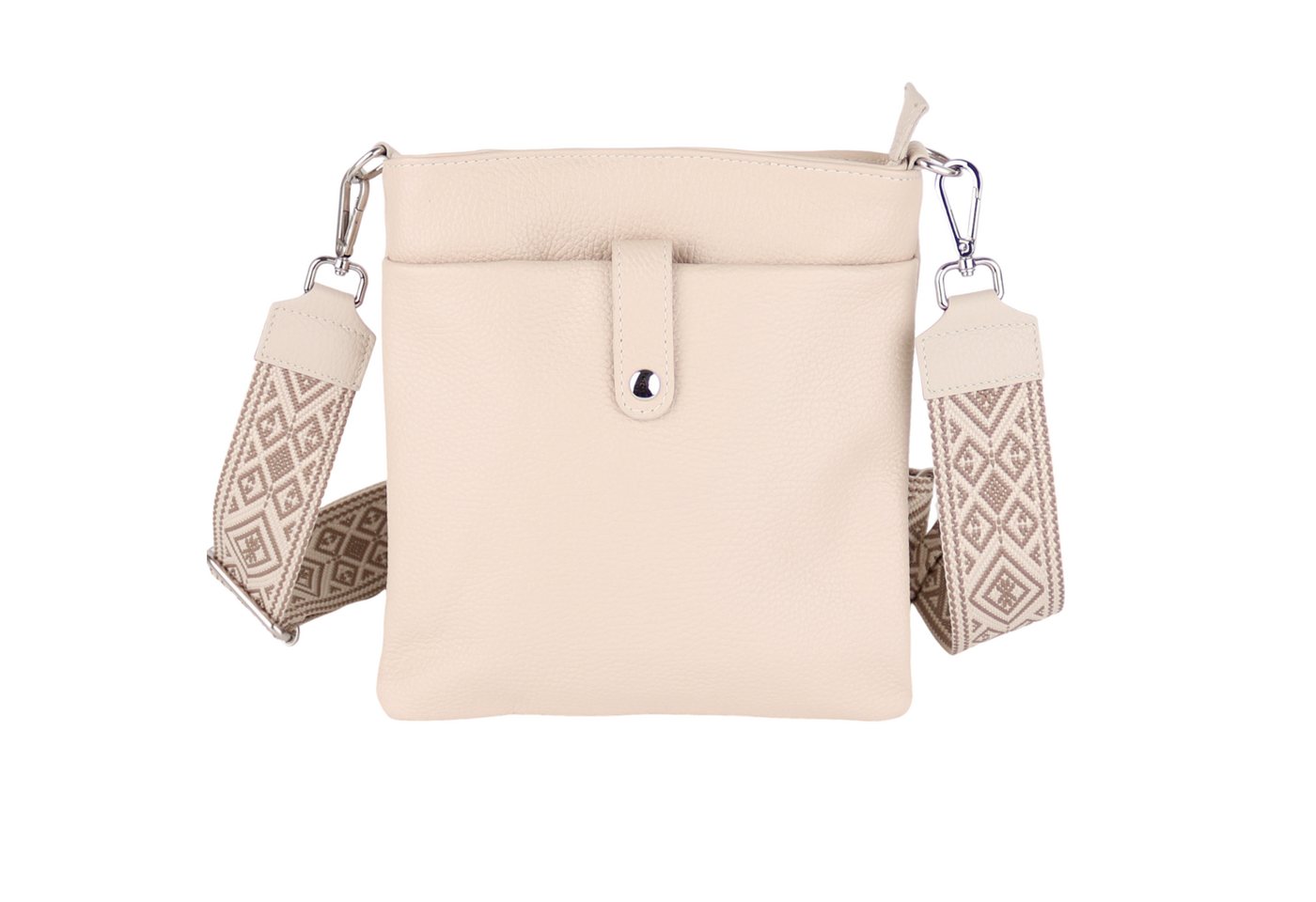 MIRROSI Umhängetasche Damen Crossbody Bag, Echtleder Made In Italy (Schultertasche für jeden Anlass (1 Tasche & 2 Gurte), BOHO Style), 23x24x2cm, gemusterten& verstellbaren Schulterriemen von MIRROSI